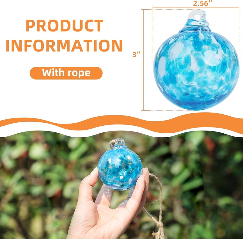 VOREEN 6-Pack Blown Glass Christmas Ornaments, 2.56" Handblown Hanging Glass Gazing Balls for Christmas Tree Decoration, Holiday Ornament Gift Set（Warm Amber & Holiday Tones） - Image 4